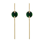 Pendant earrings with green crystals