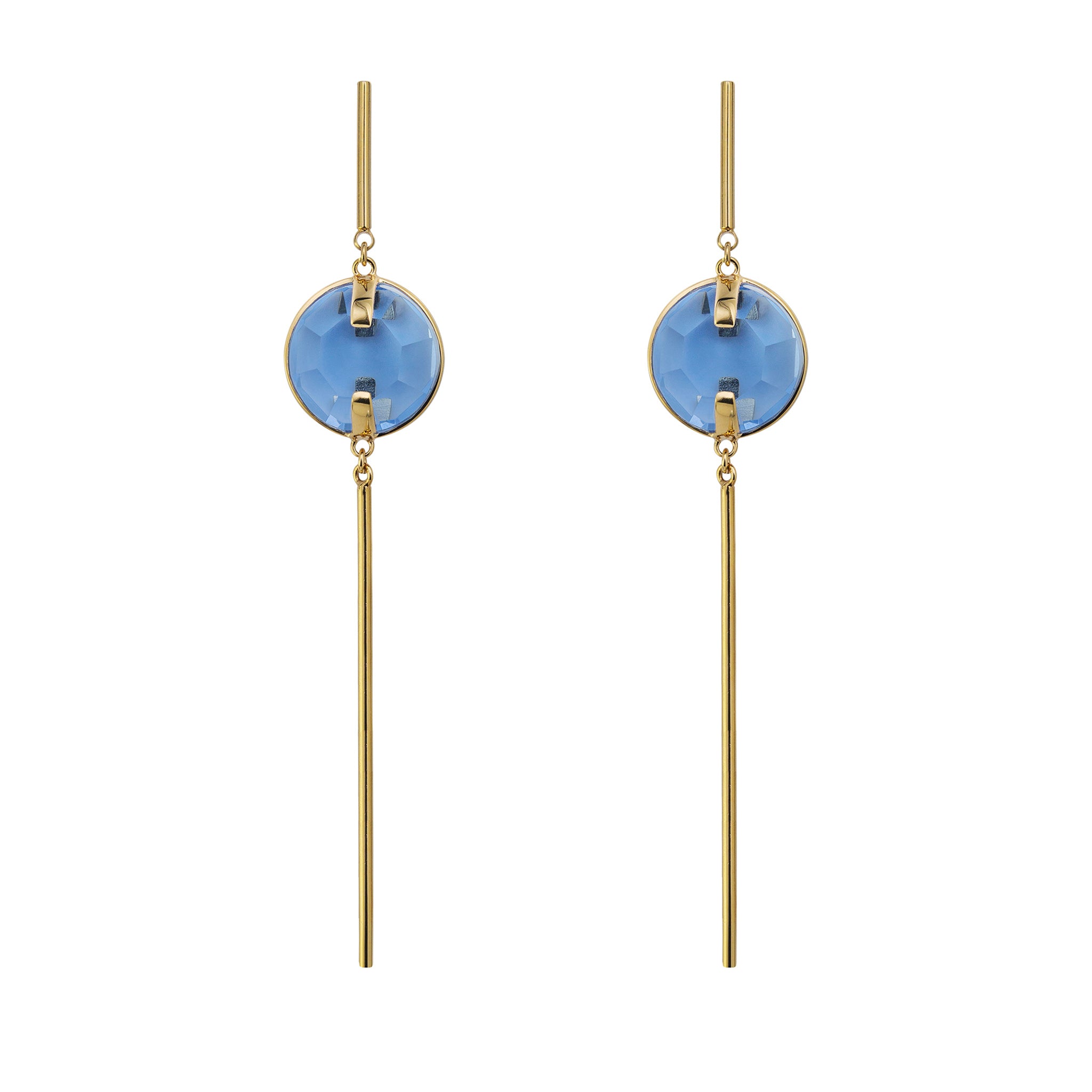 Pendant earrings with blue crystals