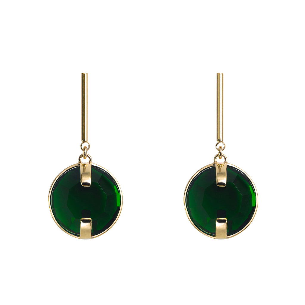 Green octagon earrings