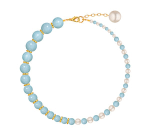 Necklace with aquamarine and pearls