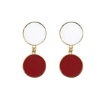 Earrings with mother of pearl and red agate