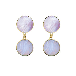 Earrings with mother of pearl and stripe agate