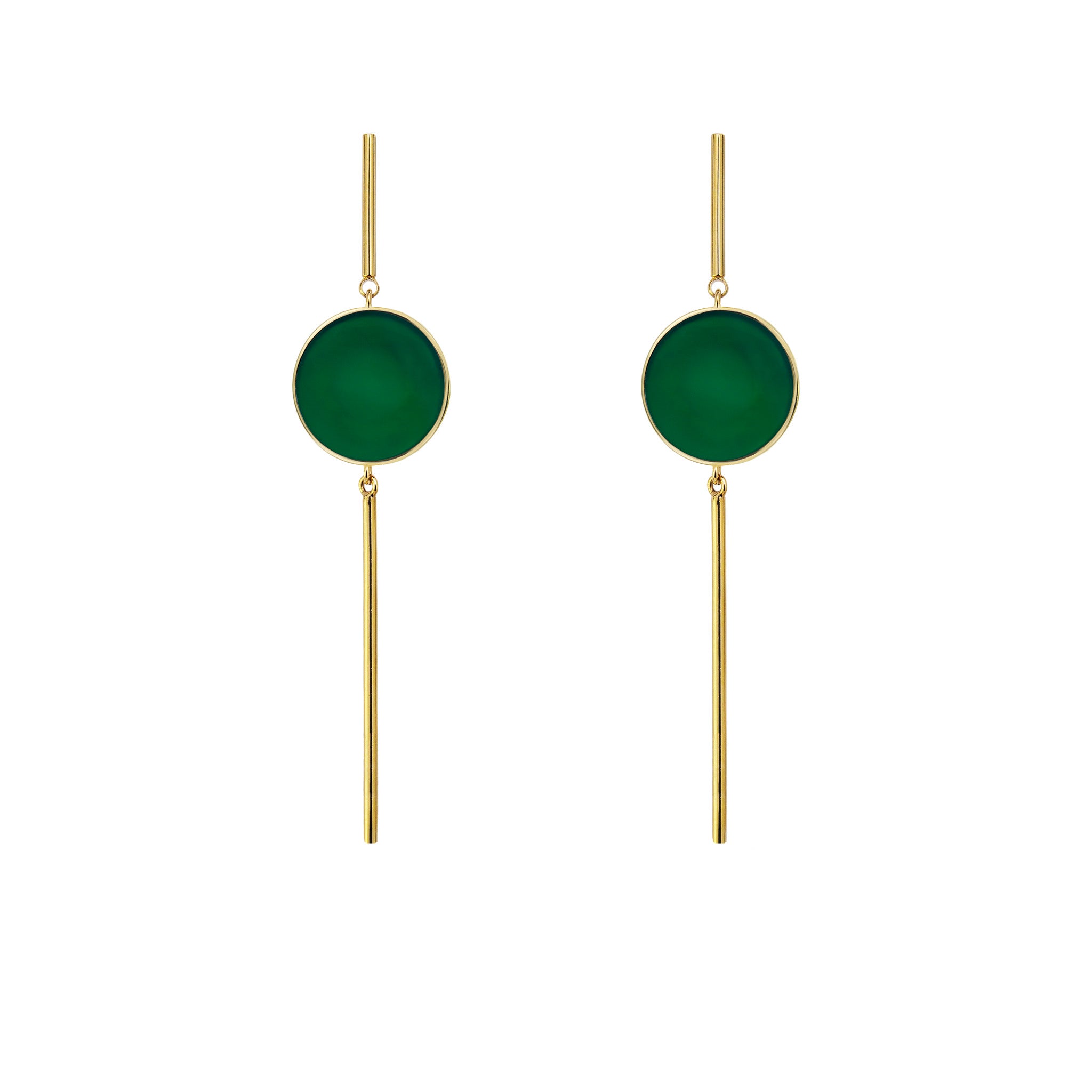 Pendant earrings with green agate