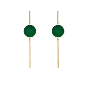 Pendant earrings with green agate