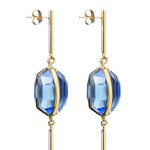 Pendant earrings with blue crystals