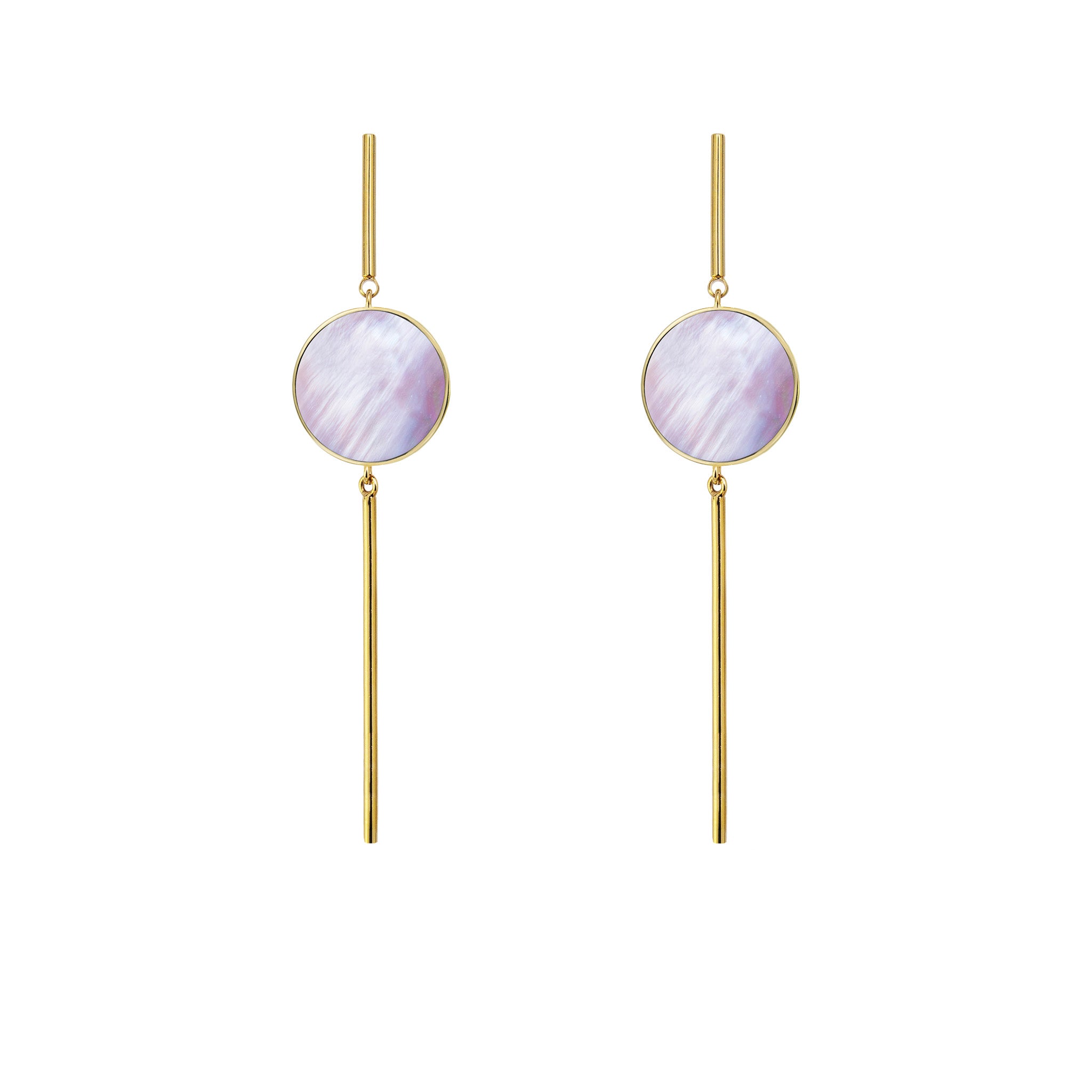 Pendant earrings with pink mother of pearl