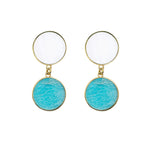 Earrings with mother of pearl and amazonite