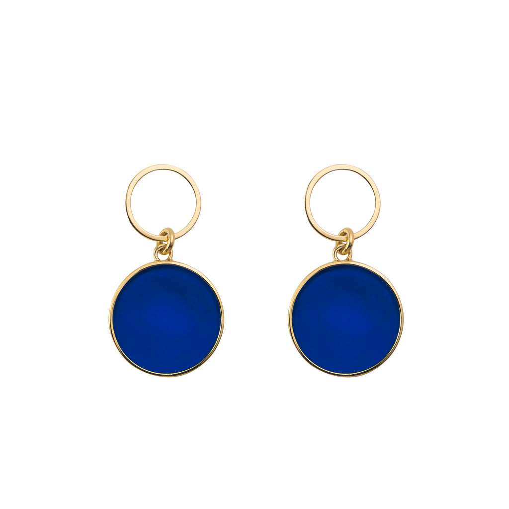 Circle earrings with blue jade