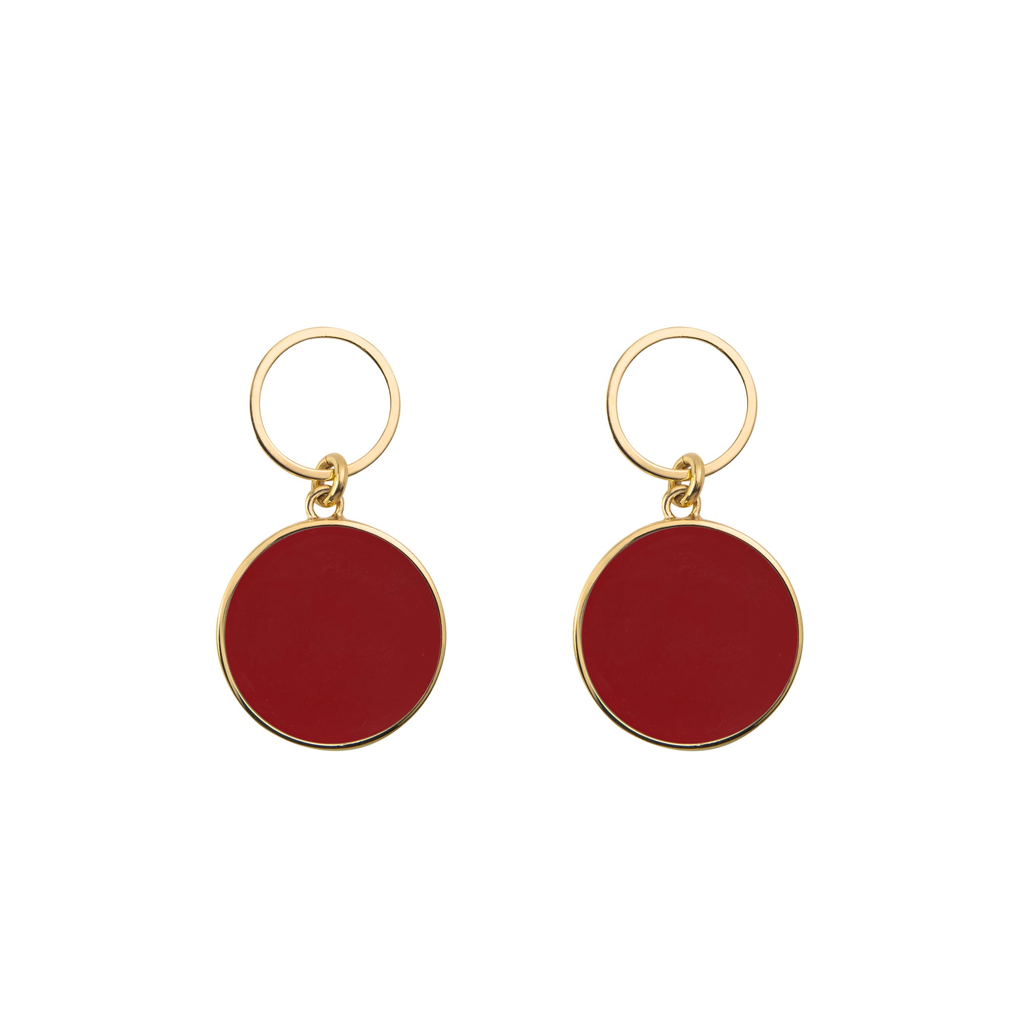 Circle earrings with red agate