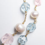 Necklace with pearls, rock crystals and rose quartz