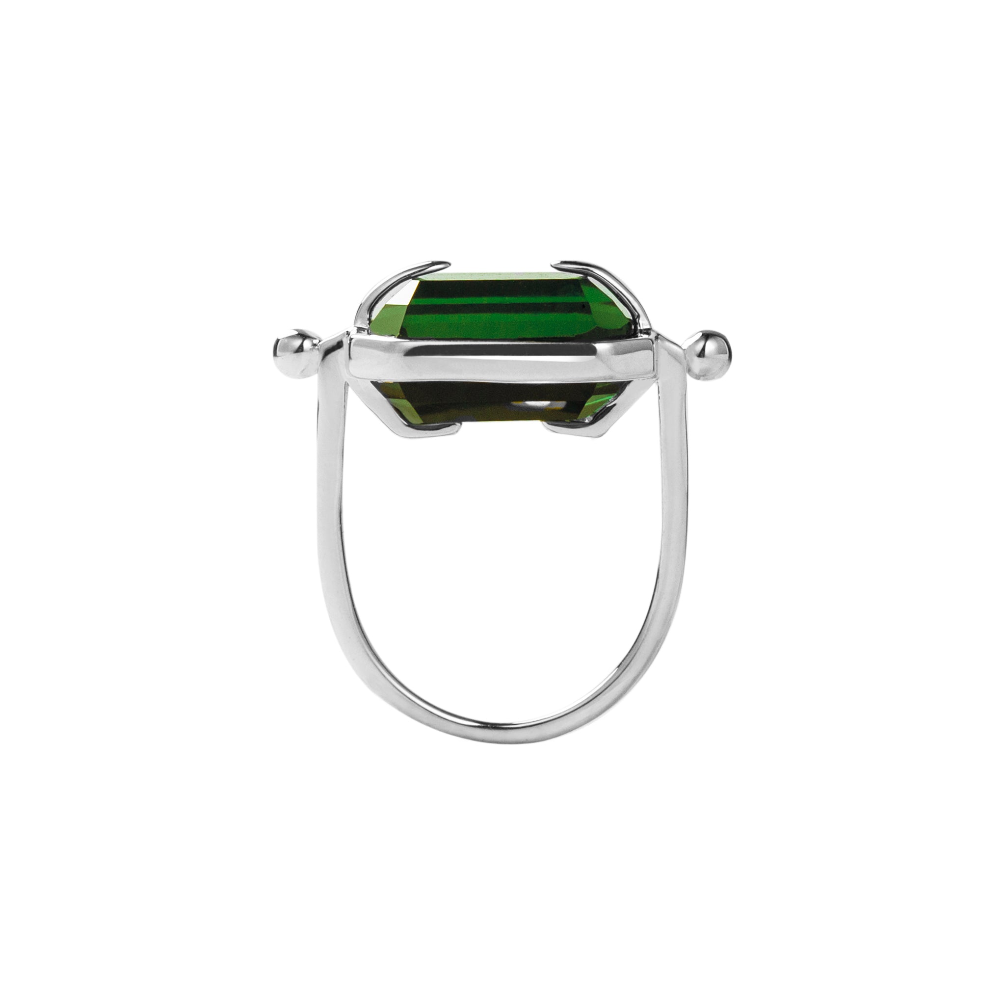 Ring with a green crystal